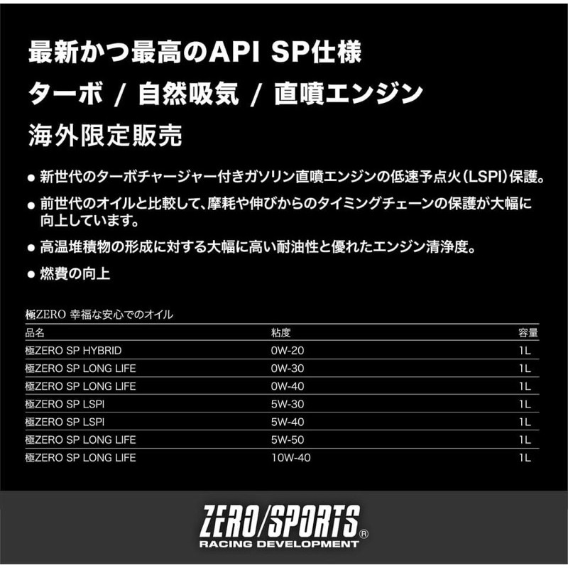 日本ZERO極 0W20酯類機油